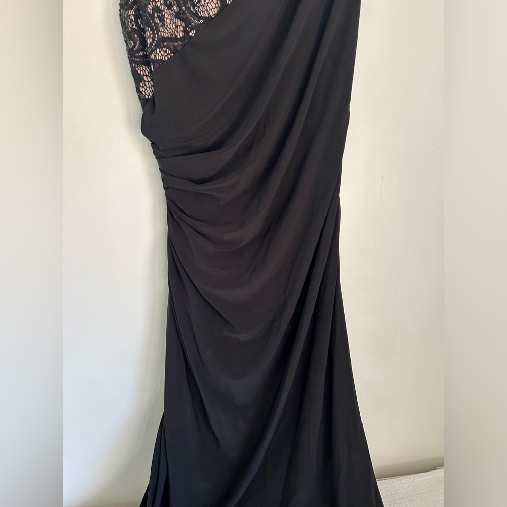 R & M Richards Black One Shoulder Dress with Lace Detail - Picture 7 of 9